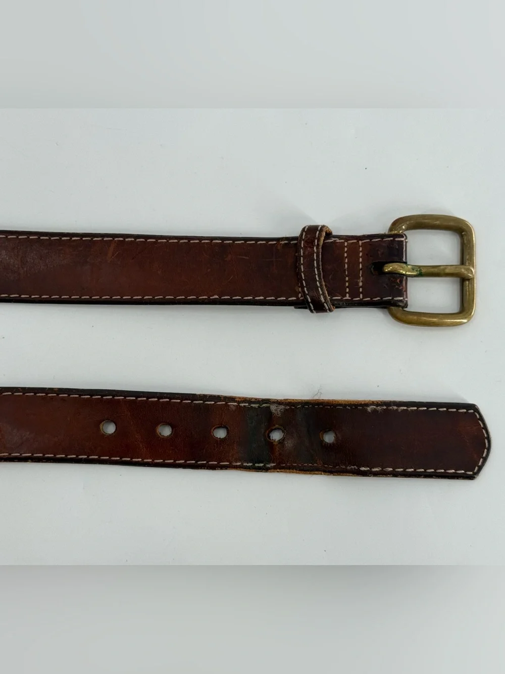 Vintage Brown Leather Belt 36